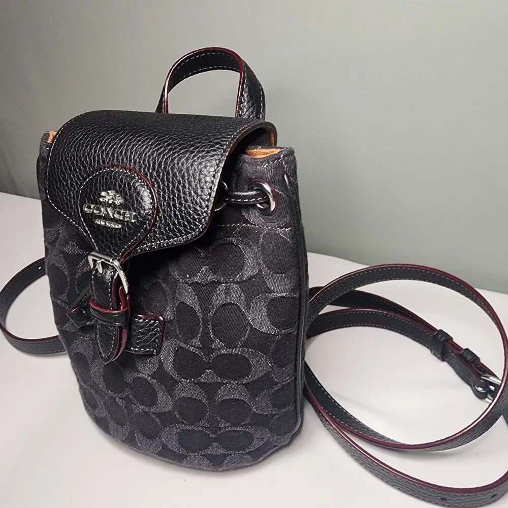 NWT Coach CP106 Amelia Convertible Backpack In Signature Denim Black